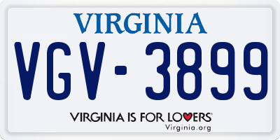 VA license plate VGV3899