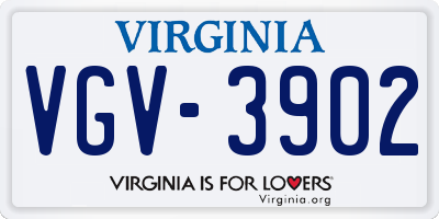 VA license plate VGV3902