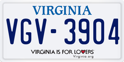 VA license plate VGV3904