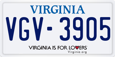 VA license plate VGV3905