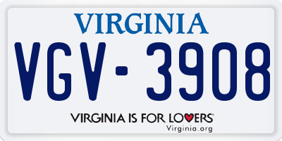 VA license plate VGV3908