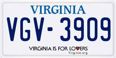 VA license plate VGV3909