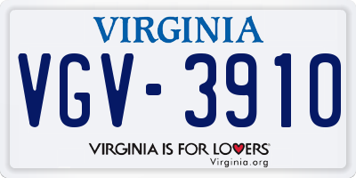 VA license plate VGV3910