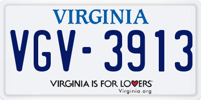 VA license plate VGV3913