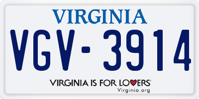 VA license plate VGV3914