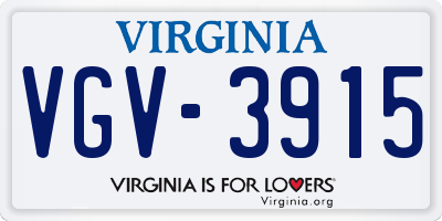 VA license plate VGV3915