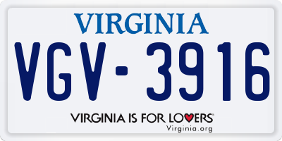 VA license plate VGV3916
