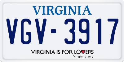 VA license plate VGV3917