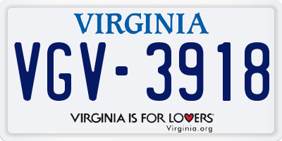 VA license plate VGV3918