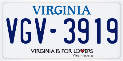VA license plate VGV3919