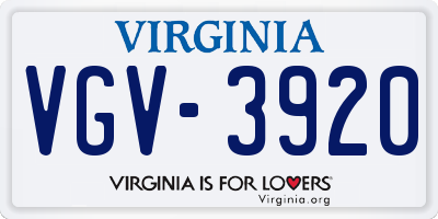 VA license plate VGV3920