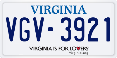 VA license plate VGV3921