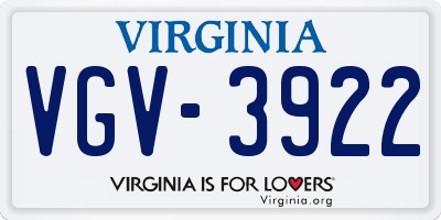 VA license plate VGV3922