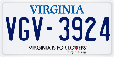VA license plate VGV3924