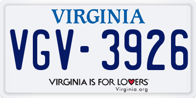 VA license plate VGV3926
