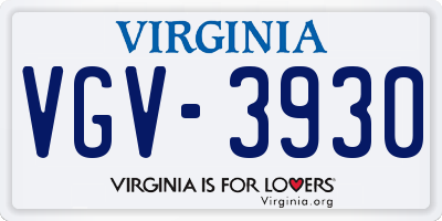 VA license plate VGV3930