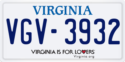 VA license plate VGV3932