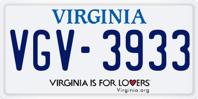 VA license plate VGV3933