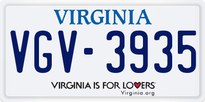 VA license plate VGV3935