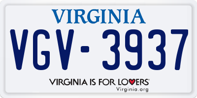 VA license plate VGV3937