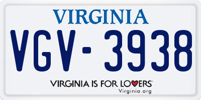 VA license plate VGV3938