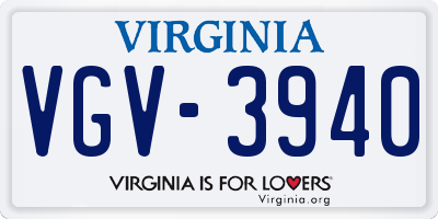 VA license plate VGV3940
