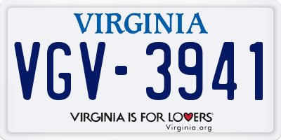 VA license plate VGV3941