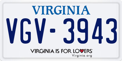 VA license plate VGV3943