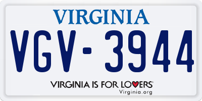 VA license plate VGV3944