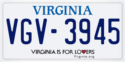 VA license plate VGV3945