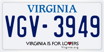 VA license plate VGV3949