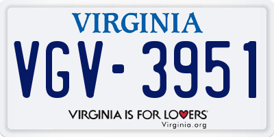 VA license plate VGV3951