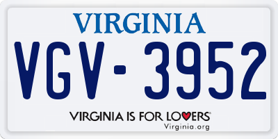 VA license plate VGV3952