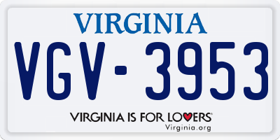 VA license plate VGV3953