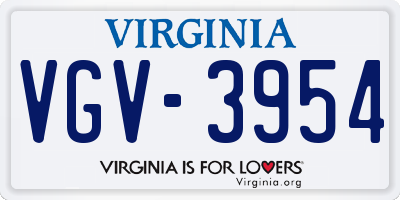 VA license plate VGV3954