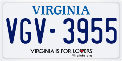 VA license plate VGV3955