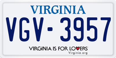 VA license plate VGV3957