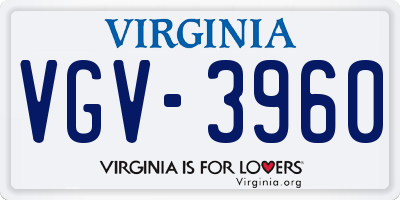 VA license plate VGV3960