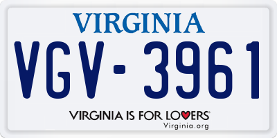 VA license plate VGV3961