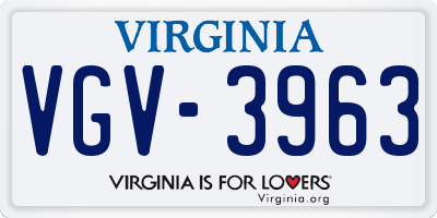 VA license plate VGV3963