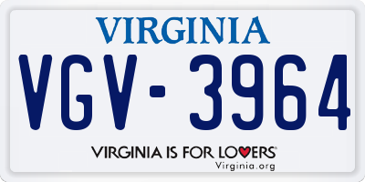 VA license plate VGV3964