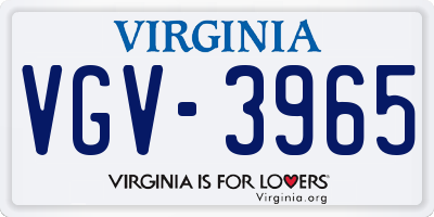 VA license plate VGV3965