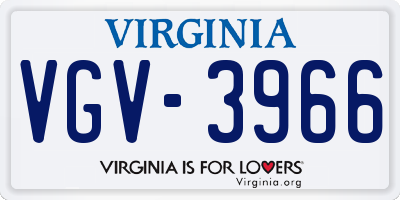 VA license plate VGV3966