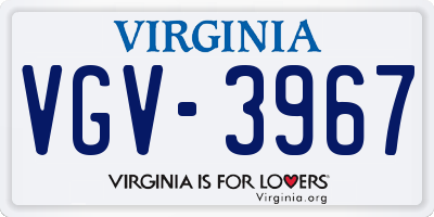 VA license plate VGV3967
