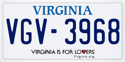 VA license plate VGV3968