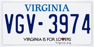 VA license plate VGV3974