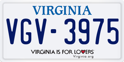 VA license plate VGV3975