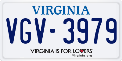 VA license plate VGV3979