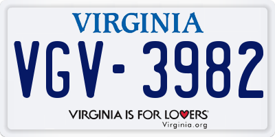 VA license plate VGV3982