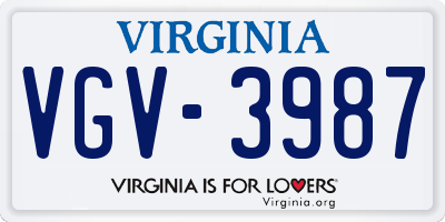 VA license plate VGV3987